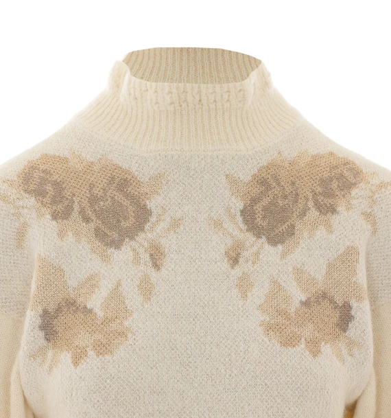 Ivory high-neck sweater with embroidery Twin-set