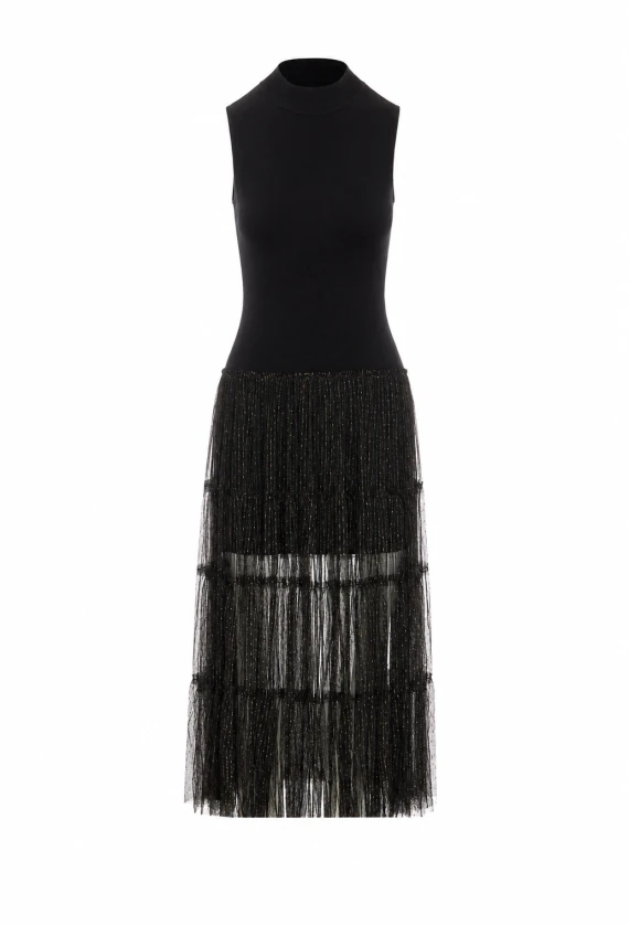 Abito lungo nero smanicato Twin-set