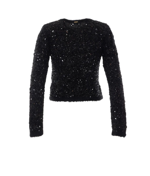 Black cropped sweater with sequins Twin-set