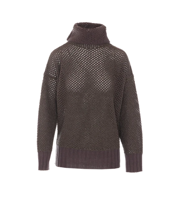 Maglione marrone scuro a collo alto Twin-set