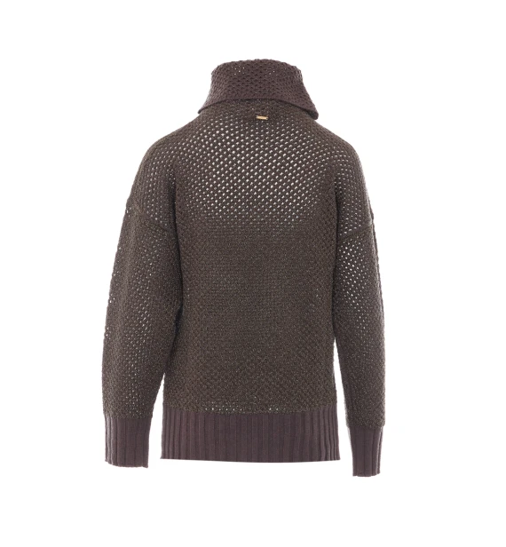 Maglione marrone scuro a collo alto Twin-set