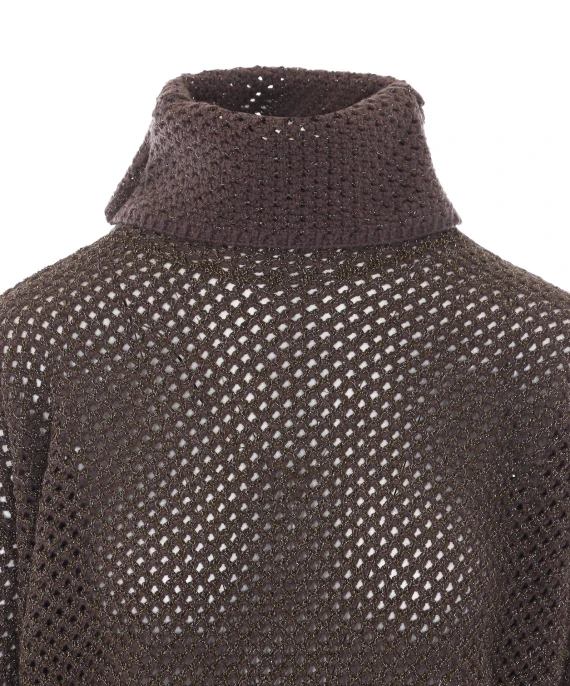 Maglione marrone scuro a collo alto Twin-set