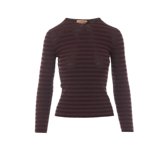 Maglione marrone scuro a righe Twin-set