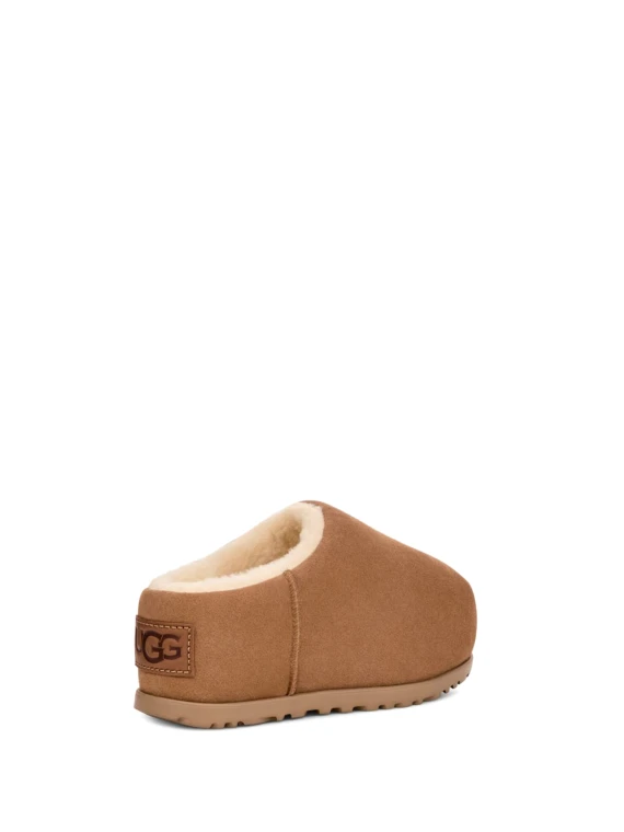 Ciabatte Pumped chestnut in suede e pelliccia sintetica