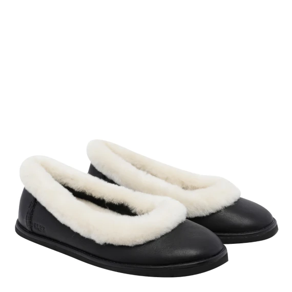 Zora black leather ballet flats UGG