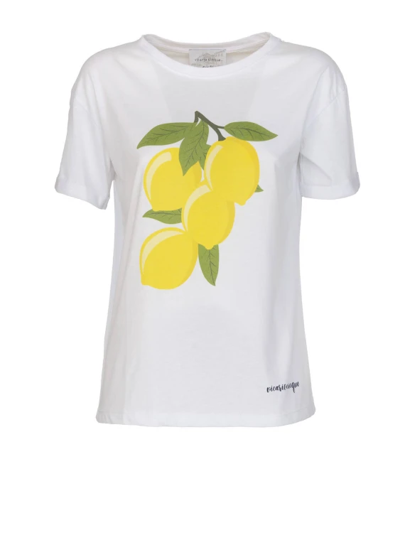 T-shirt bianca stampa limoni