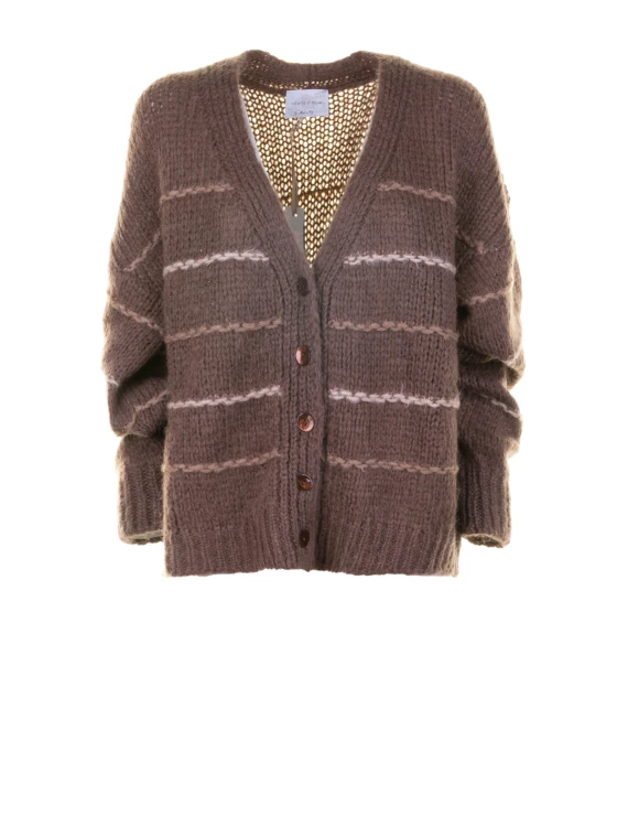 Cardigan marrone a righe