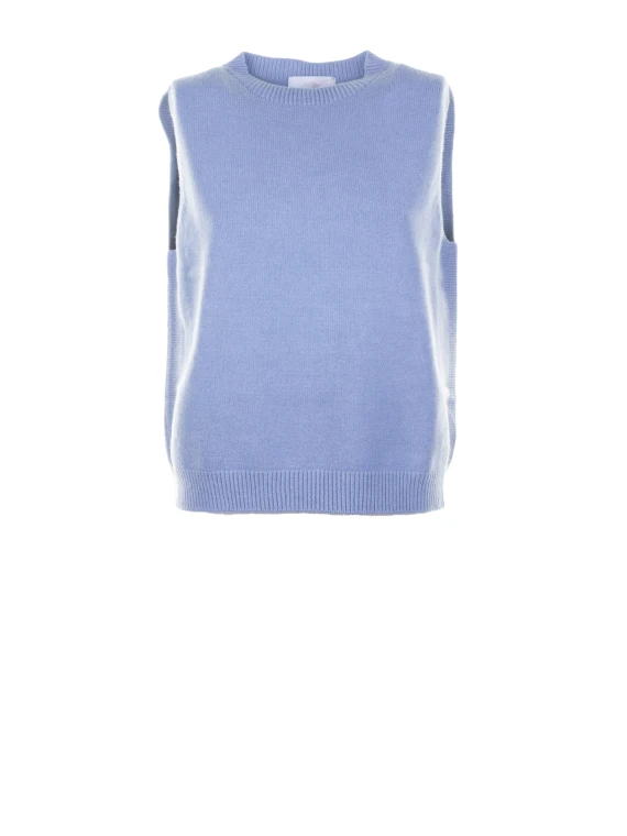 Gilet azzurro girocollo