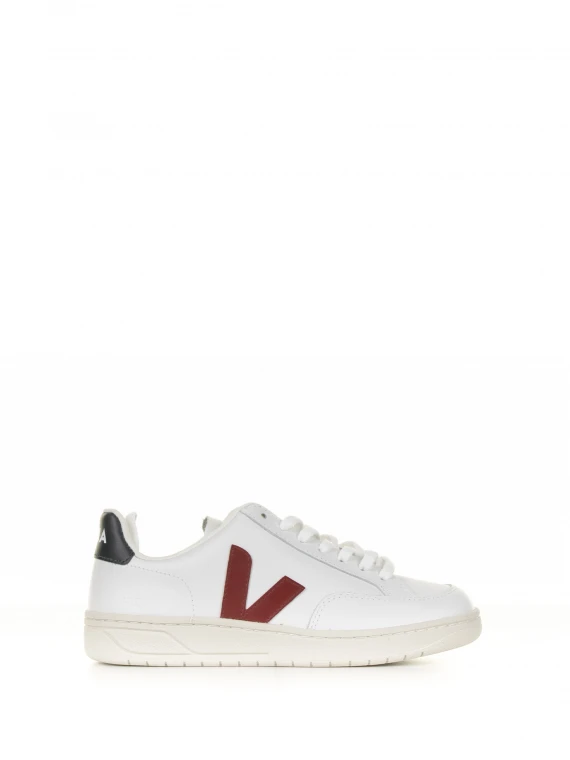 Red white leather sneaker