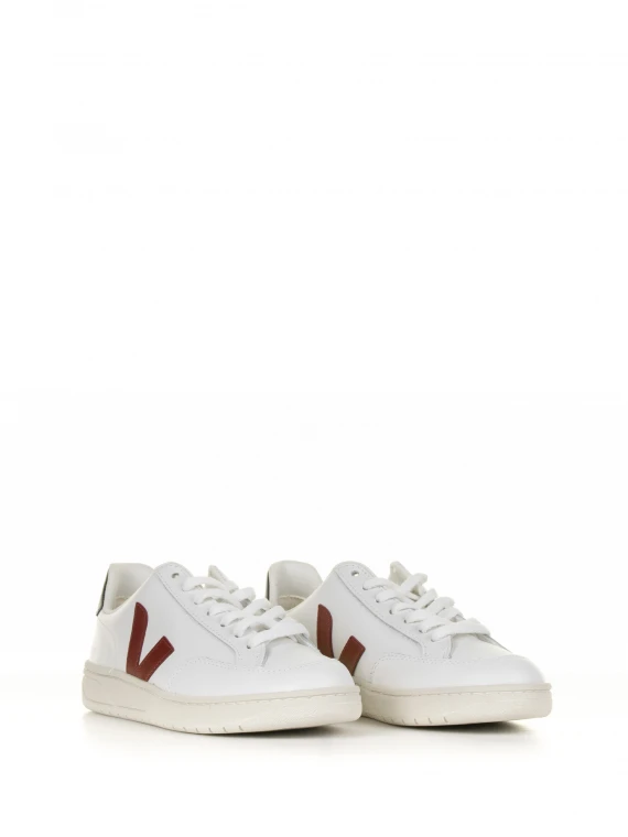 Red white leather sneaker