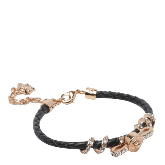 bracelet metal+leather+strass