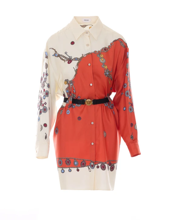 Silk Twill Printed Dress VERSACE