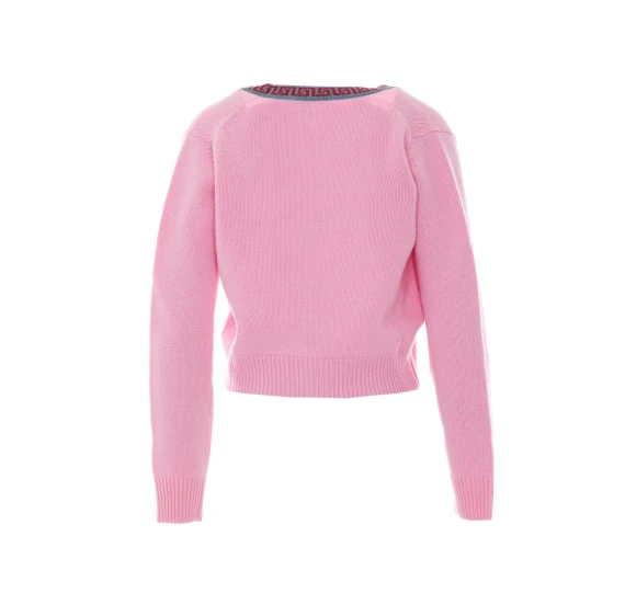 Contrasting Greca Motif Cardigan