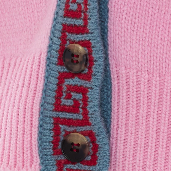 Contrasting Greca Motif Cardigan