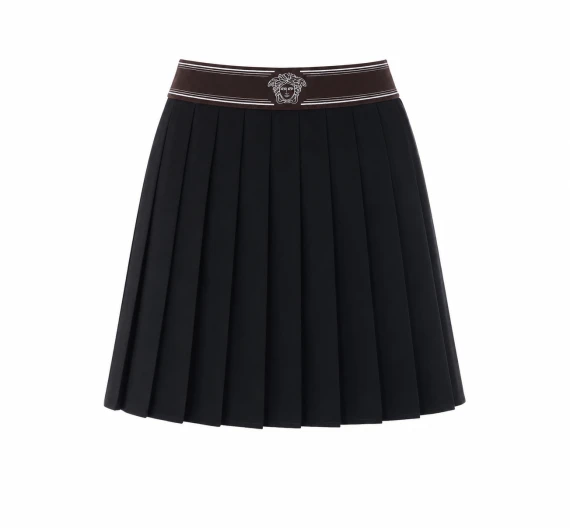 Medusa Motif Mini Pleated Skirt