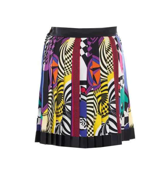 Multicolor Teatro Foulard Pleated Mini Skirt VERSACE