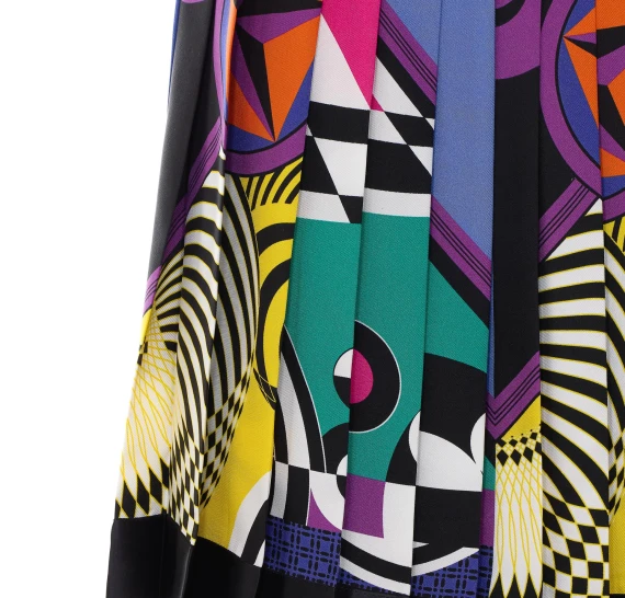 Multicolor Teatro Foulard Pleated Mini Skirt VERSACE