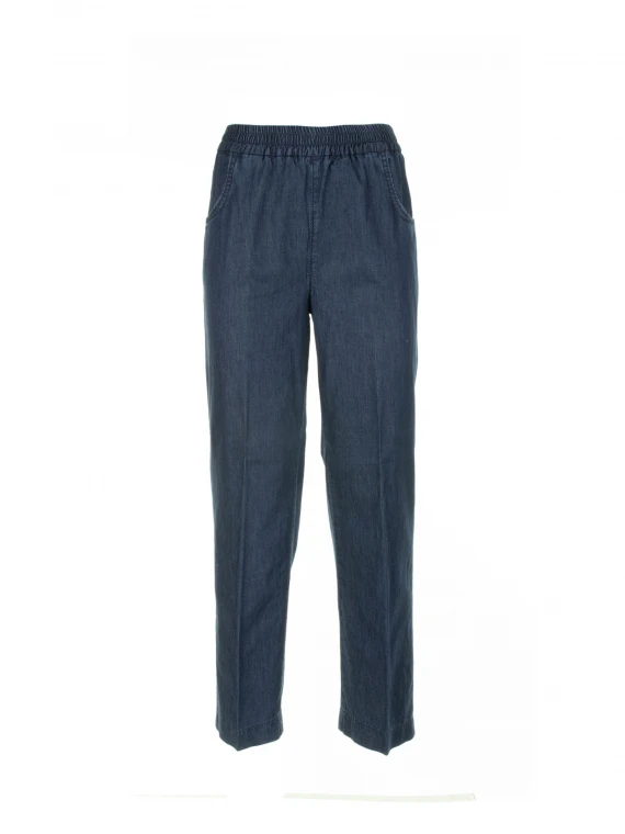 Blue high-waisted trousers