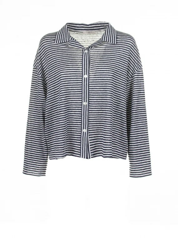 Blue and white striped shirt