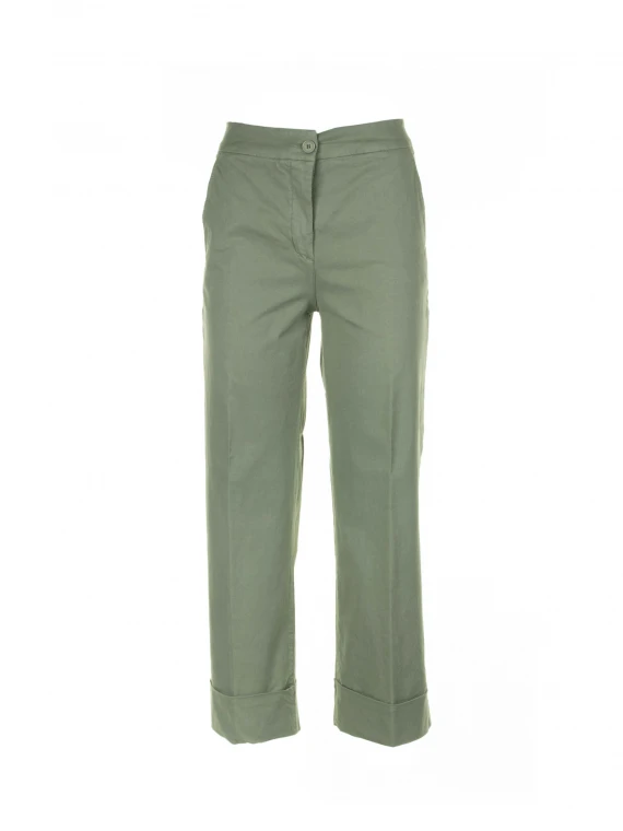 Garment-dyed gabardine trousers