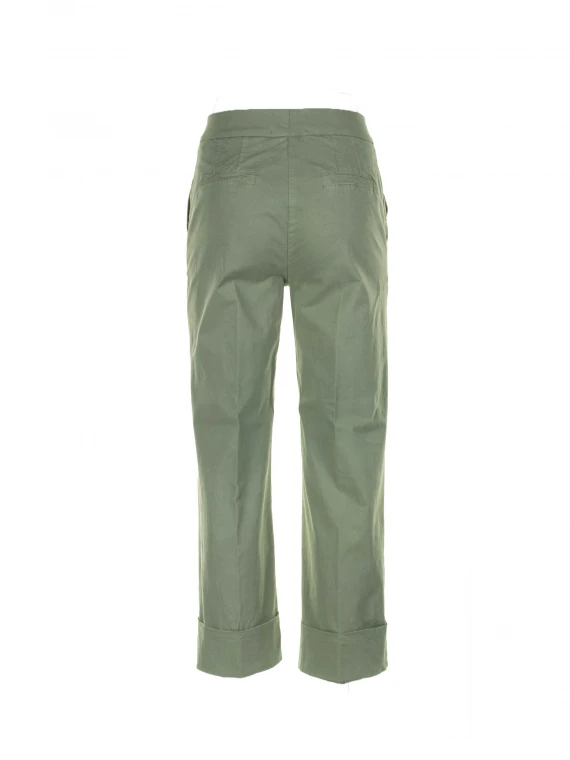 Garment-dyed gabardine trousers