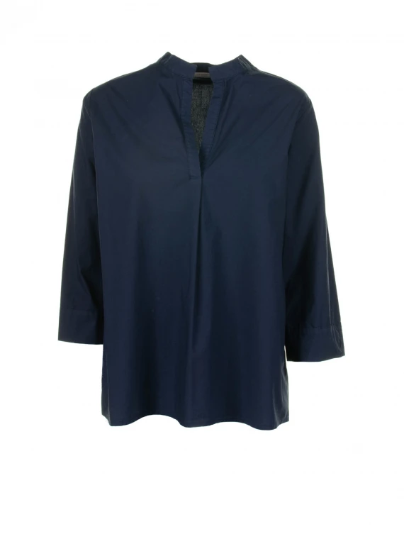 Blue long-sleeved blouse