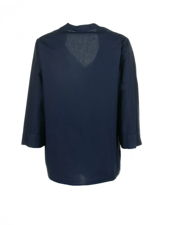 Blue long-sleeved blouse