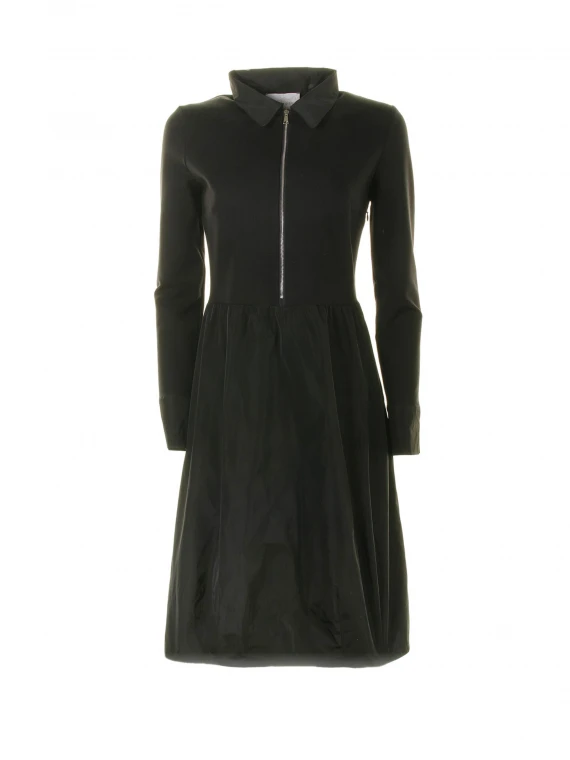 Black long-sleeved dress with zip