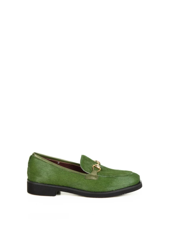 Mocassino verde con morsetto