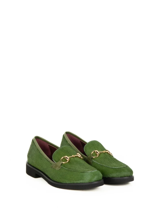 Mocassino verde con morsetto Viola Ricci