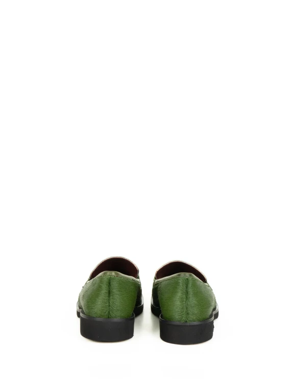 Mocassino verde con morsetto Viola Ricci
