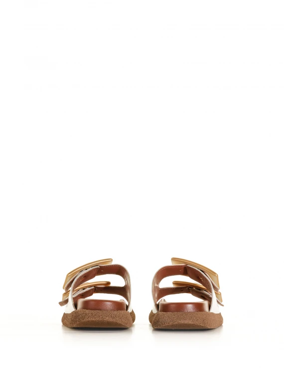 Nappa slipper with double buckle