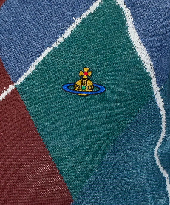 Multicolor Argyle Cardigan