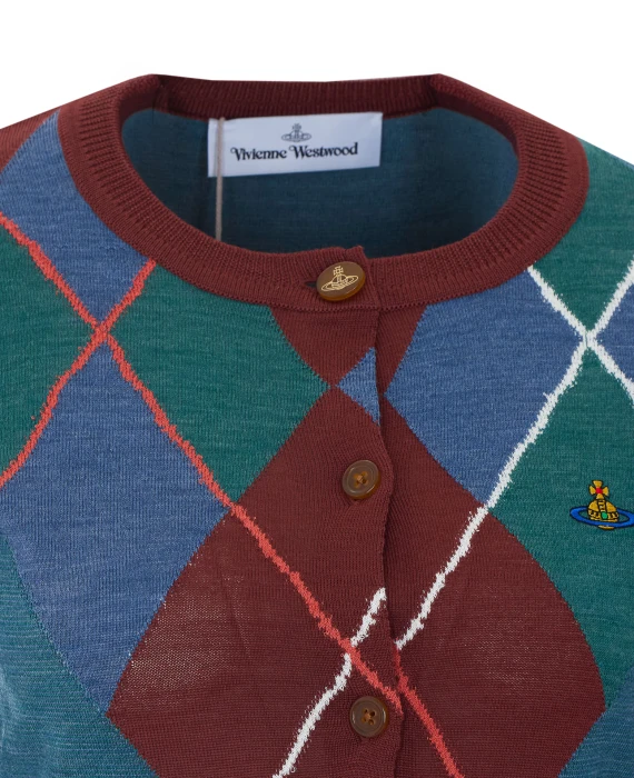 Multicolor Argyle Cardigan