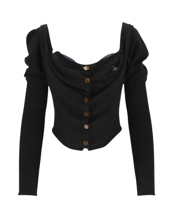 Black Bea Corset Cardigan with Frontal Buttons Closure Vivienne Westwood