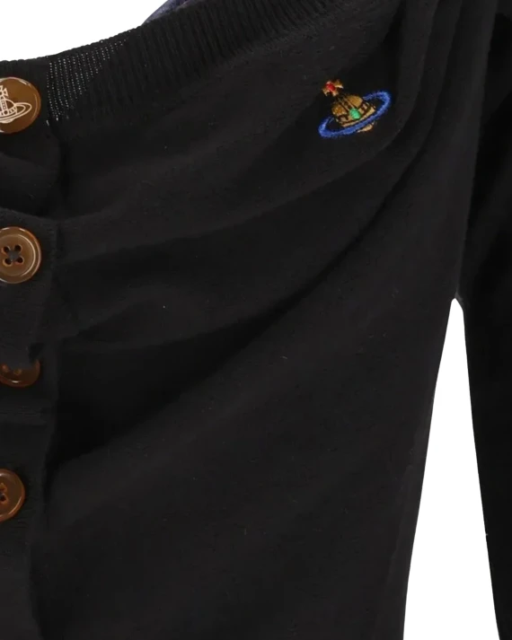 Black Bea Corset Cardigan with Frontal Buttons Closure