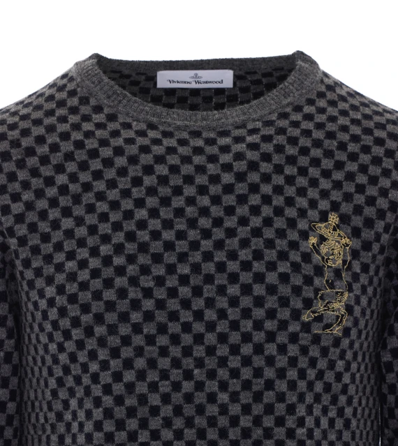 Grey and Blue Checkmate Sweater Vivienne Westwood