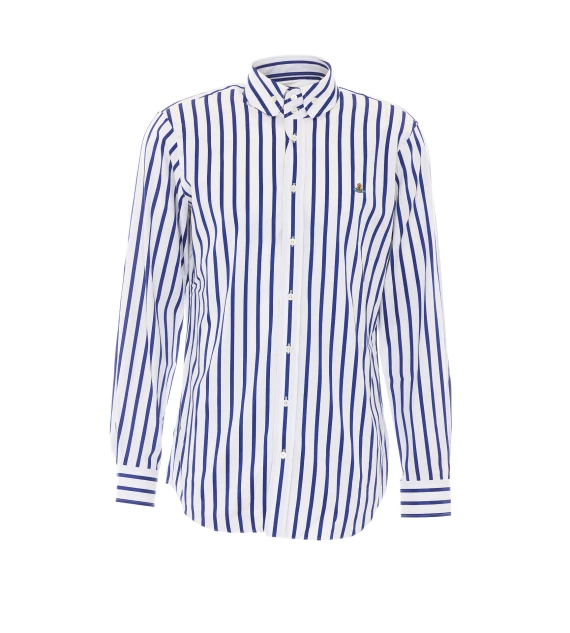 White and blue vertical stripe shirt Vivienne Westwood