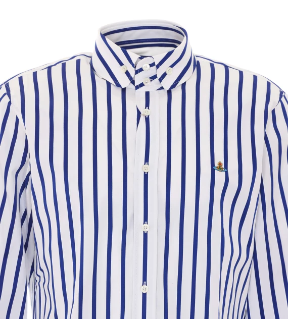 White and blue vertical stripe shirt Vivienne Westwood