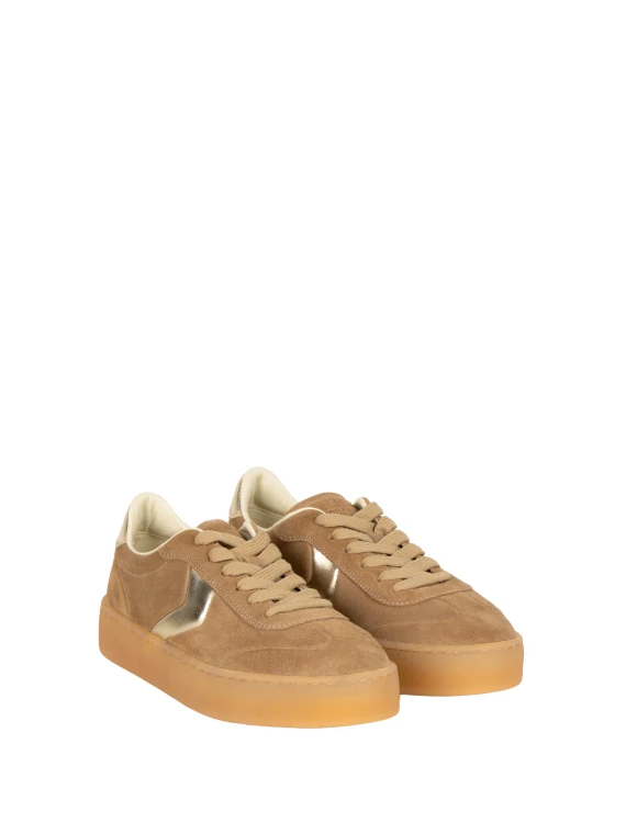 Light beige low-top sneakers with silver details Voile Blanche