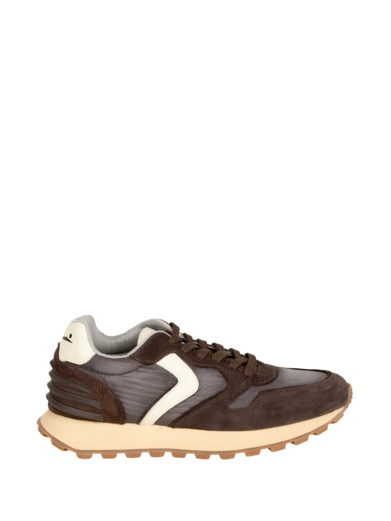 Sneakers in camoscio e nylon marrone scuro Voile Blanche