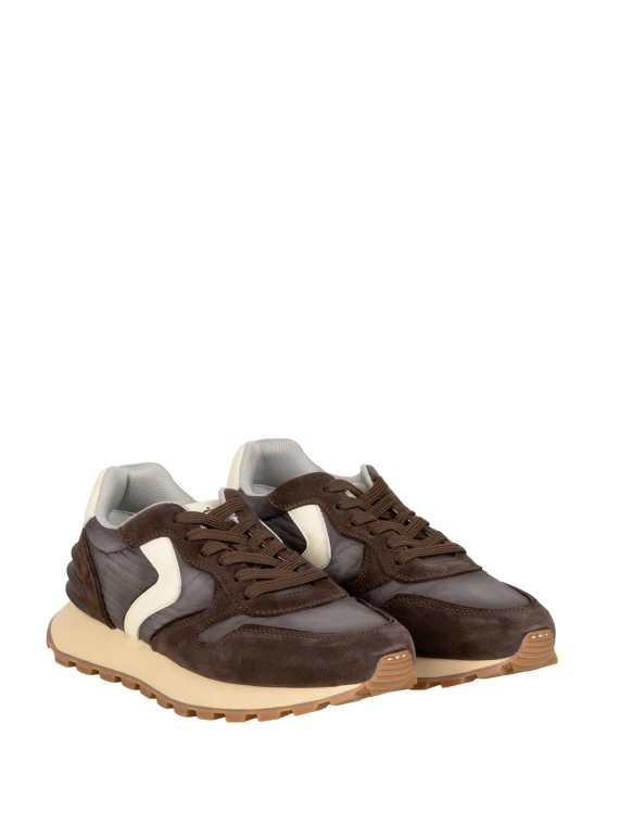 Dark brown suede and nylon sneakers Voile Blanche