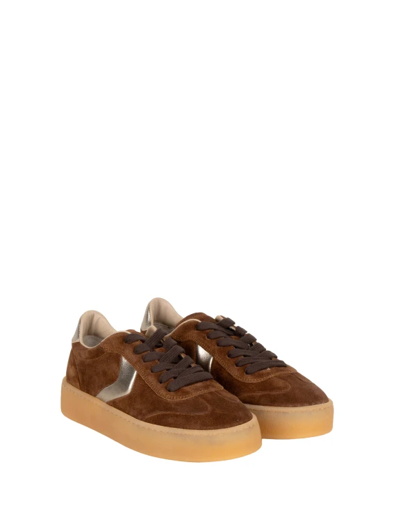 Sneakers basse Choco Pale Gold Voile Blanche
