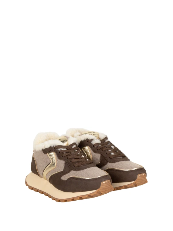 Sneakers basse marroni e beige Voile Blanche