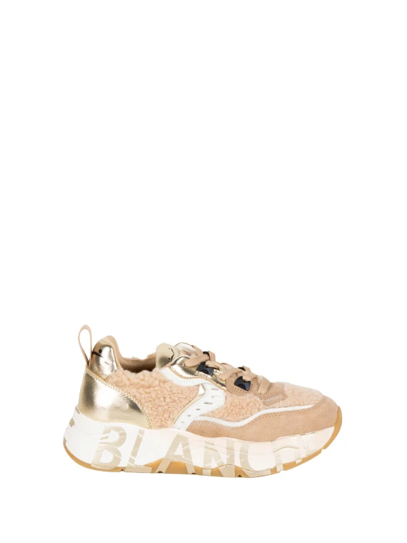 Sneakers basse allacciate marrone chiaro platino