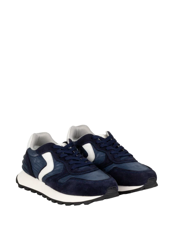 Sneakers in camoscio e nylon blu Voile Blanche