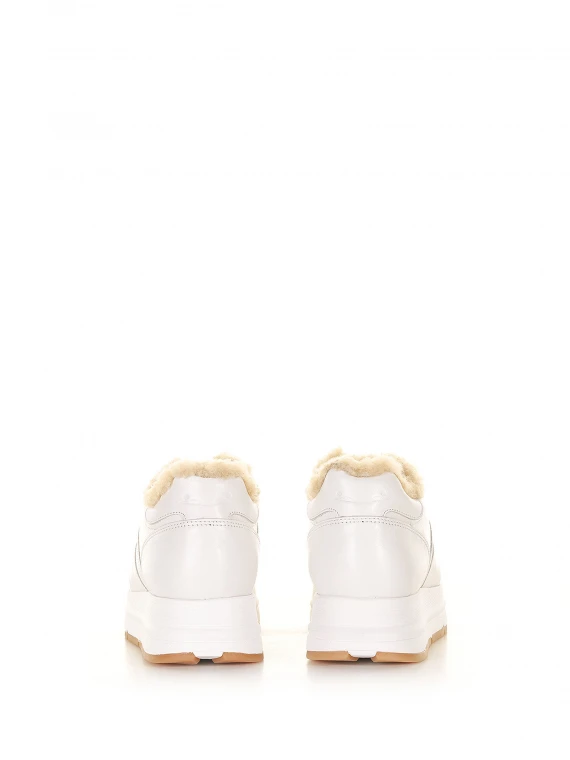 Shearling-lined leather sneaker