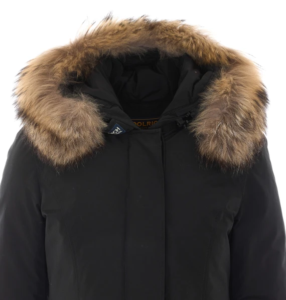 Parka nero con cappuccio Woolrich