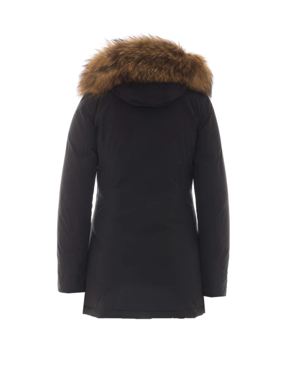 Black fur-trimmed hooded parka Woolrich