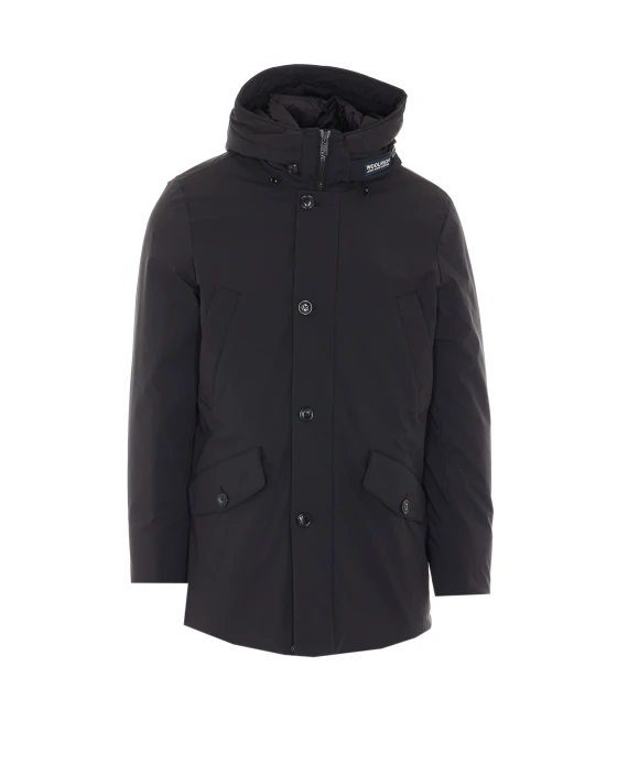 Parka nero imbottito con cappuccio